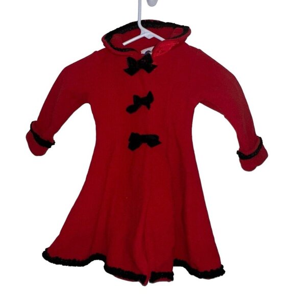 Vintage Pete’s Partner Toddler Girls Fleece Peacoat Sz 2 Red Button Front - Picture 1 of 6